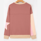 Blakelyn PInk Contrast Star Patchwork Exposed Seam Uneven Hem Drop Shoulder Sweatshirt