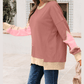 Blakelyn PInk Contrast Star Patchwork Exposed Seam Uneven Hem Drop Shoulder Sweatshirt