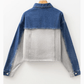 Devita Dusk Blue Color Block Patchwork Flap Detail Distress Denim Jacket