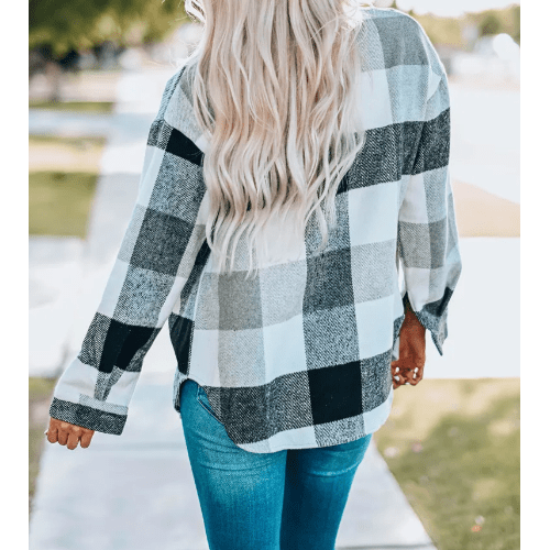 Chelly Grey Color Block Buttoned Jacket with Pocket