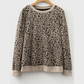 Brixley Khaki Ribbed Trim Leopard Print Long Sleeve Top