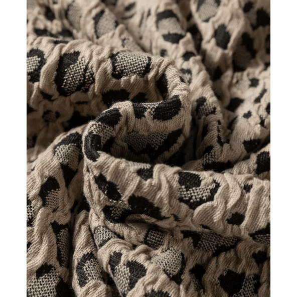 Brixley Khaki Ribbed Trim Leopard Print Long Sleeve Top