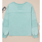 Skylee Mist Blue Mineral Wash Exposed Seam Buttoned V Neck Pullover Top