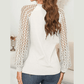 Holland White Lace Patchwork Long Raglan Sleeve Pleated Top