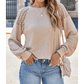 Destin Khaki Lace Long Sleeve Textured Pullover