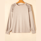 Destin Khaki Lace Long Sleeve Textured Pullover