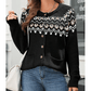 Tamia Black Western Fashion Abstract Printed Cardigan Sweater
