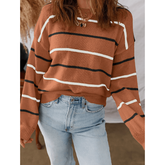 Willa Brown Ribbed Edge Drop Shoulder Sweater