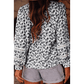 Julee Black Printed Lace Detail Floral Puff Sleeve Fall Shirt