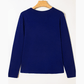 Indy Navy Asymmetric Seam Detail Solid Color Long Sleeve Top