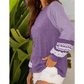RTS Flossy Purple Contrast Print Striped Raglan Long Sleeve Loose Top
