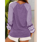 RTS Flossy Purple Contrast Print Striped Raglan Long Sleeve Loose Top