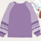 RTS Flossy Purple Contrast Print Striped Raglan Long Sleeve Loose Top