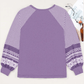RTS Flossy Purple Contrast Print Striped Raglan Long Sleeve Loose Top
