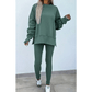 Mylah Green Oversize Slit Sweatshirt Ribbed Leggings 2pcs Set