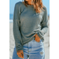 Jenee Green Waffle Knit Drop Shoulder Long Sleeve Top