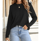Farzana Black Dahlia Exposed Seam Crew Neck Long Sleeve Top