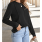 Farzana Black Dahlia Exposed Seam Crew Neck Long Sleeve Top
