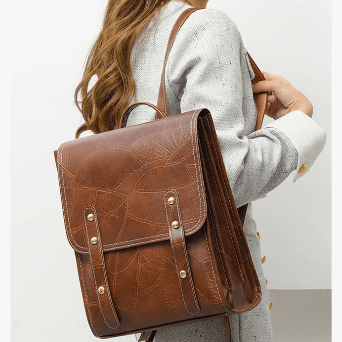 Classic Faux Leather Flap-Top Backpack - 4 Colors