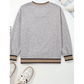 Ember Grey Varsity Contrast Striped Trim V Neck Sweatshirt
