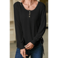 Jamey Black U Neck Smocked Cuffs Side Drawstring Henley Top