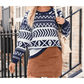 Sunnie Navy Abstract Print Pullover Sweater