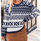 Sunnie Navy Abstract Print Pullover Sweater