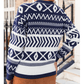 Sunnie Navy Abstract Print Pullover Sweater