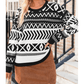 Sunnie Black Abstract Print Pullover Sweater