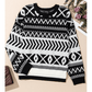 Sunnie Black Abstract Print Pullover Sweater