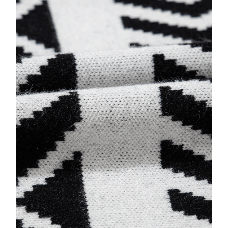 Sunnie Black Abstract Print Pullover Sweater