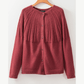 Izabelle Red Textured Detail Button Down Long Sleeve Sweater Cardigan