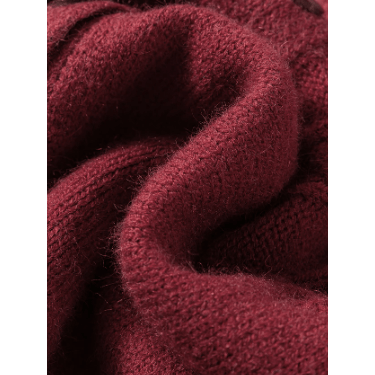 Izabelle Red Textured Detail Button Down Long Sleeve Sweater Cardigan