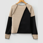 Lola Black Irregular Color Block Seaming Trim Rib Knit Top