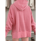 Korie Pink Stripe Thumbhole Side Slits Drop Shoulder Loose Fit Hoodie