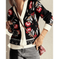 Teresa Black Floral Print Buttoned Front V Neck Knit Cardigan
