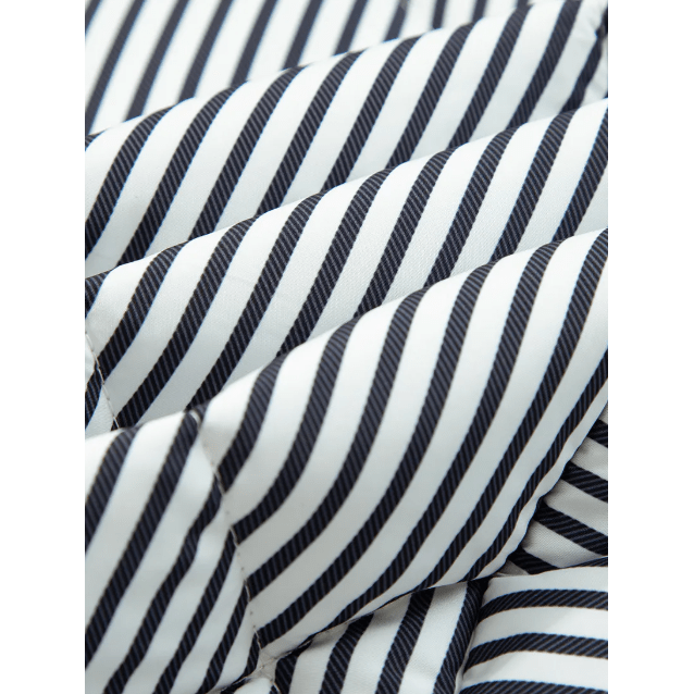 Nycole Black Stripe Contrast Trim Snap Button Collared Winter Vest