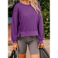 Clydie Orchid Mist Raw Seam Patchwork Ribbed Drop Shoulder Sweatshirt