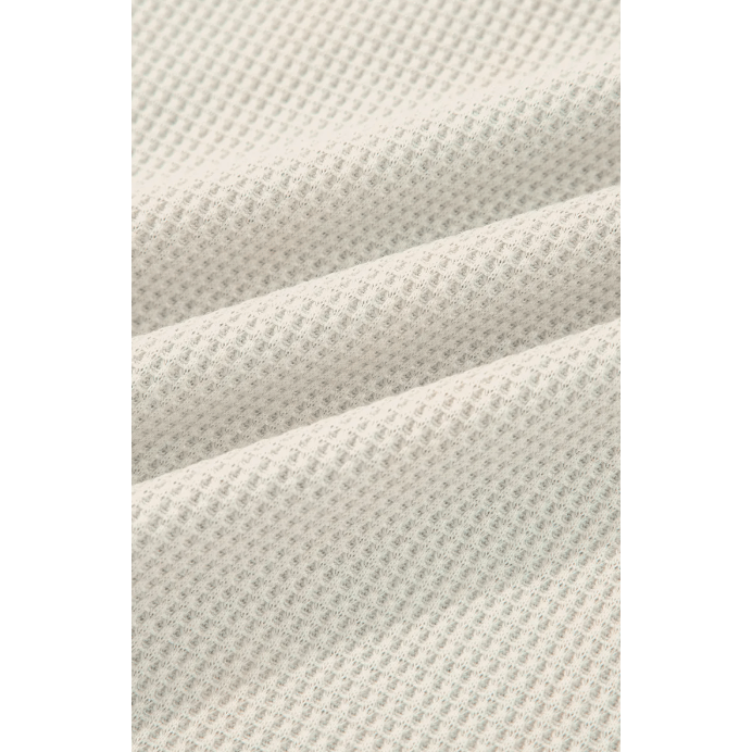 Jenny Parchment Waffle Stripe Plaid Patchwork Henley Knit Top