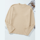 Charidy Parchment Textured Knit Split Cuff Drop Shoulder Loose Sweater