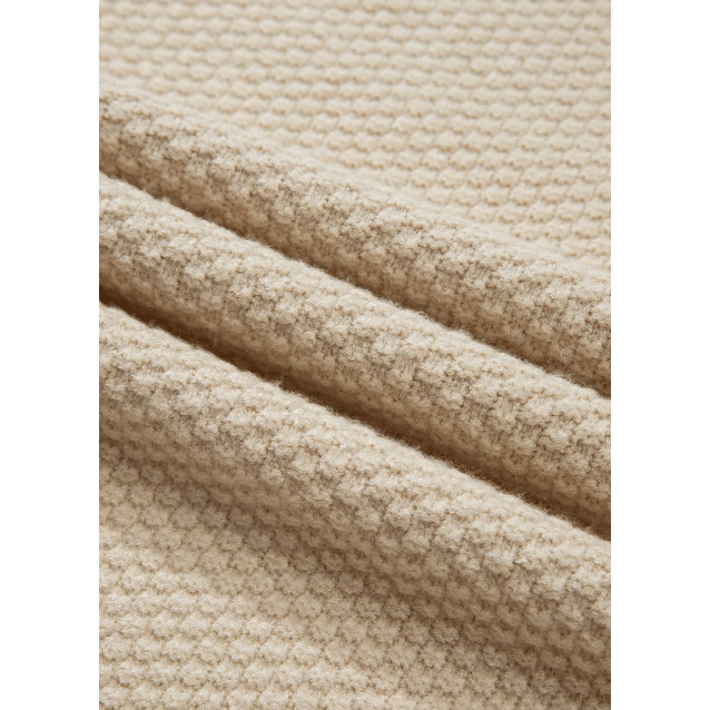 Charidy Parchment Textured Knit Split Cuff Drop Shoulder Loose Sweater