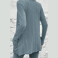 Corrin Stone Blue Ribbed Open Front Knitted Top with Pockets