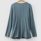 Corrin Stone Blue Ribbed Open Front Knitted Top with Pockets