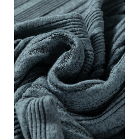 Corrin Stone Blue Ribbed Open Front Knitted Top with Pockets