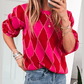 Laurent Glitter Rhombus Pattern Knit Casual Sweater