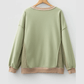 Getty Green Color Block Mix Texture Waffle Patchwork Oversize Sweatshirt