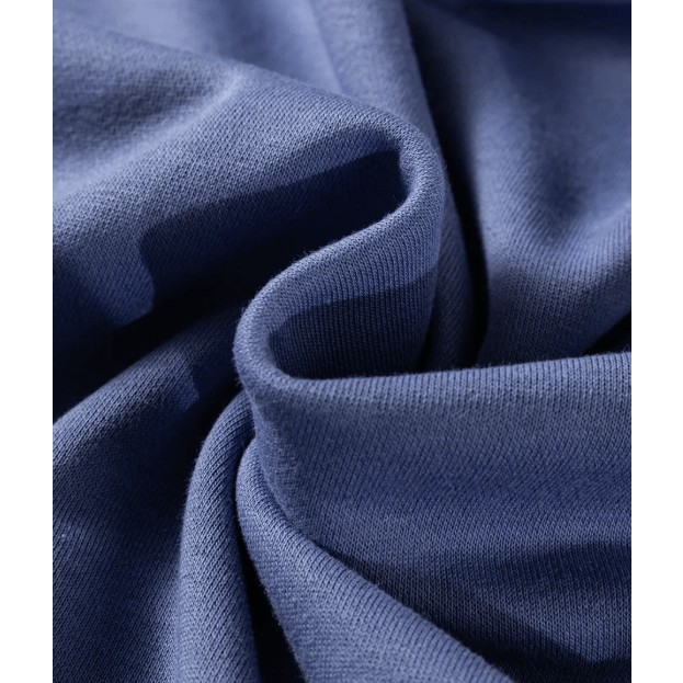 Getty Blue Color Block Mix Texture Waffle Patchwork Oversize Sweatshirt