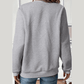 Ebba Grey Trendy Textured Half Zip Loose Sweatshirt