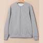 Ebba Grey Trendy Textured Half Zip Loose Sweatshirt