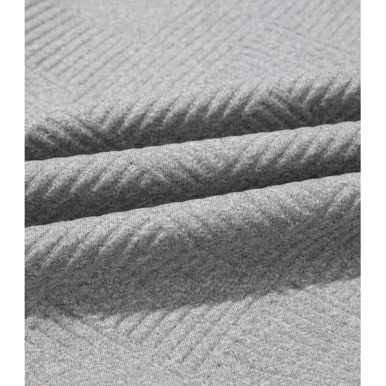 Ebba Grey Trendy Textured Half Zip Loose Sweatshirt